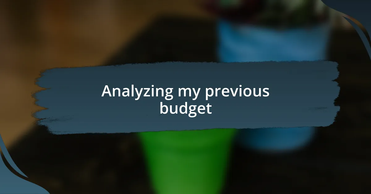 Analyzing my previous budget