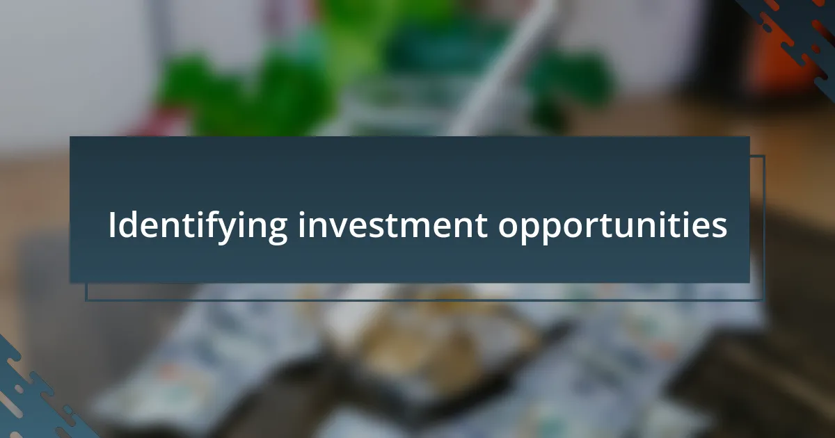 Identifying investment opportunities