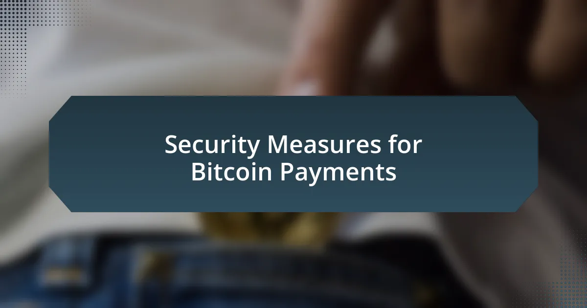 Security Measures for Bitcoin Payments