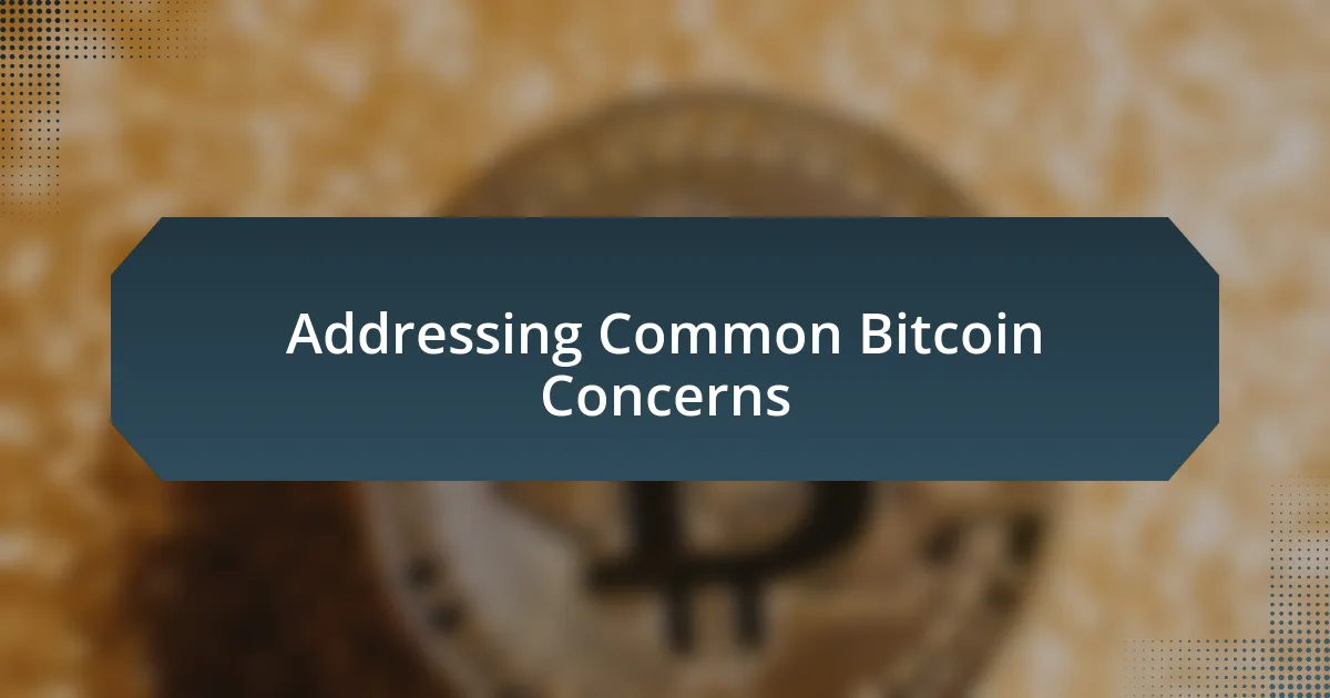 Addressing Common Bitcoin Concerns