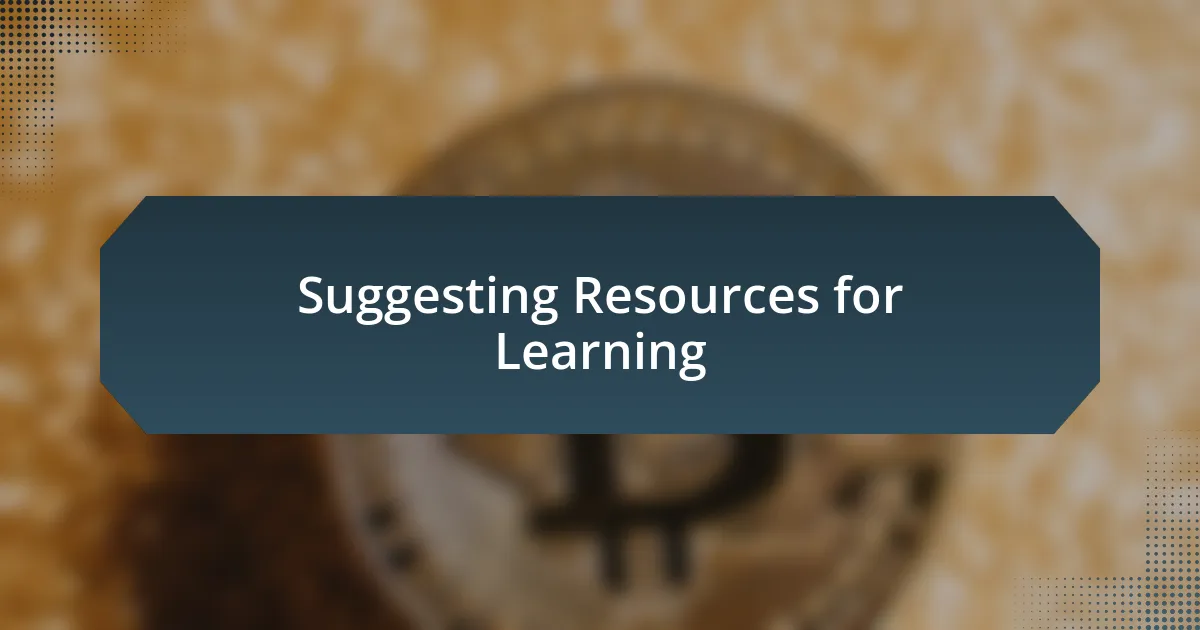 Suggesting Resources for Learning