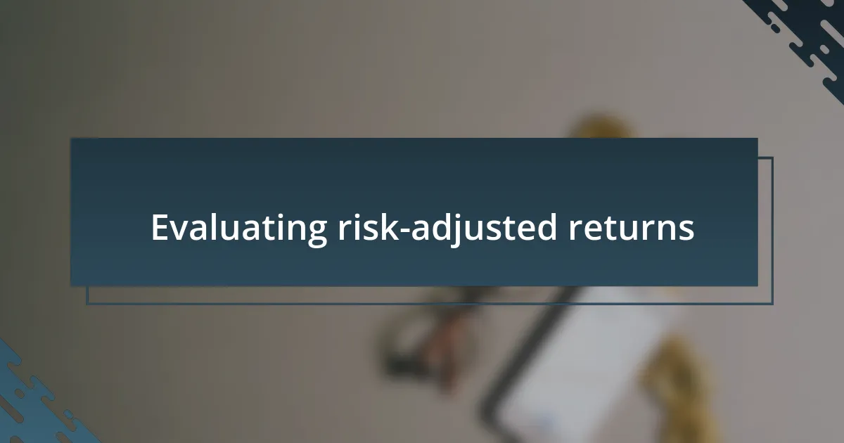 Evaluating risk-adjusted returns