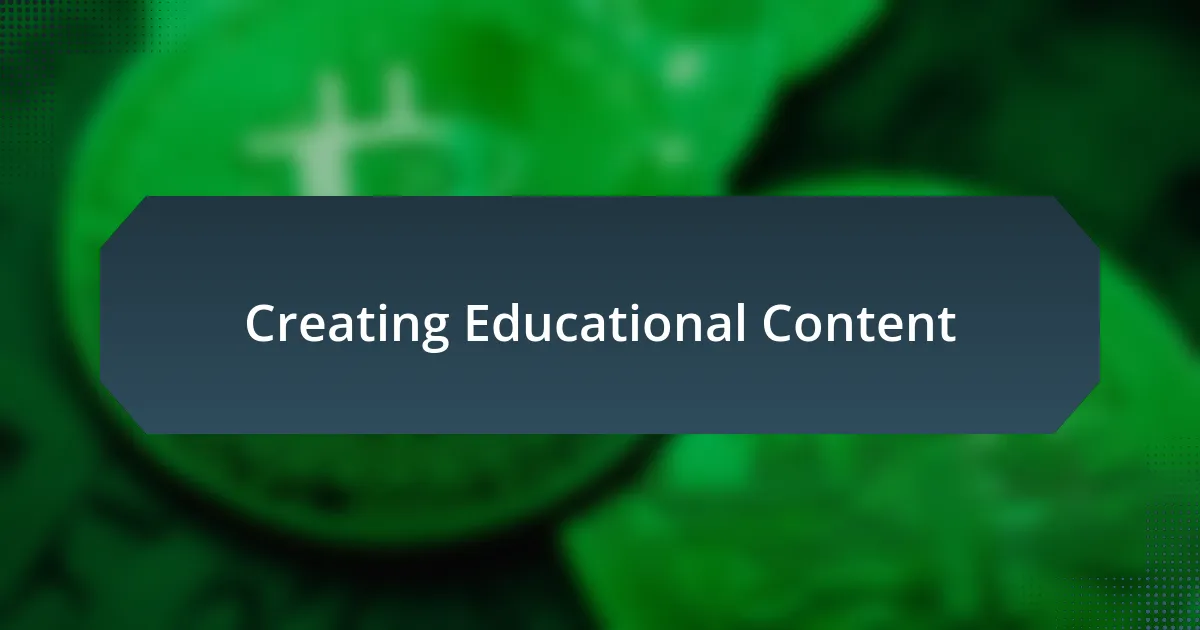 Creating Educational Content