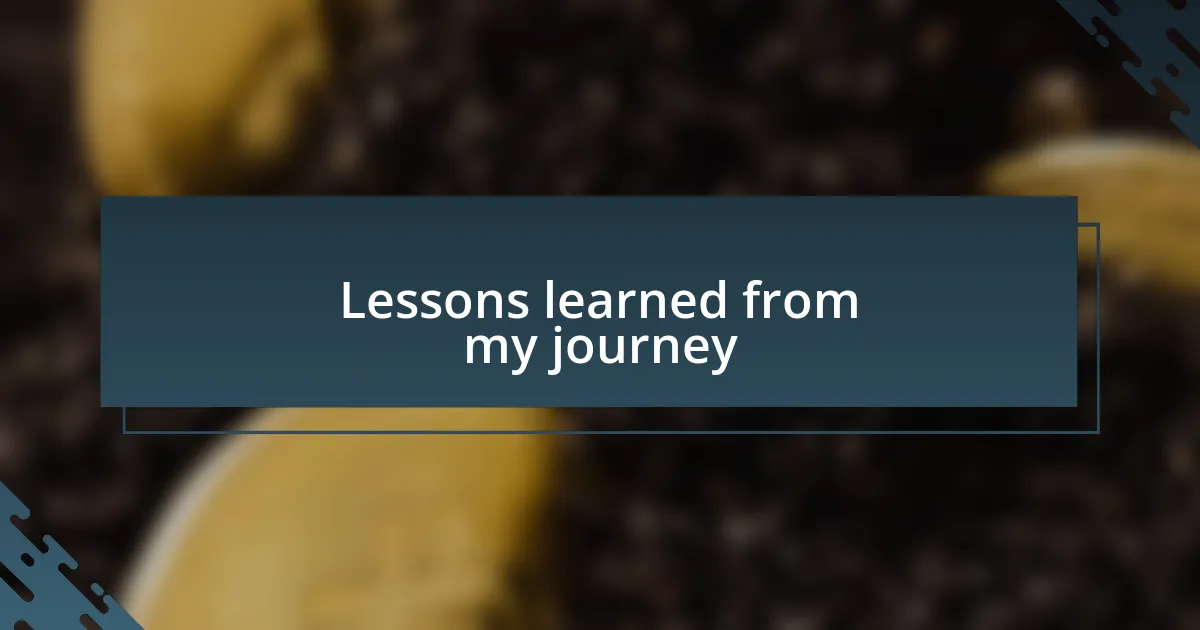 Lessons learned from my journey