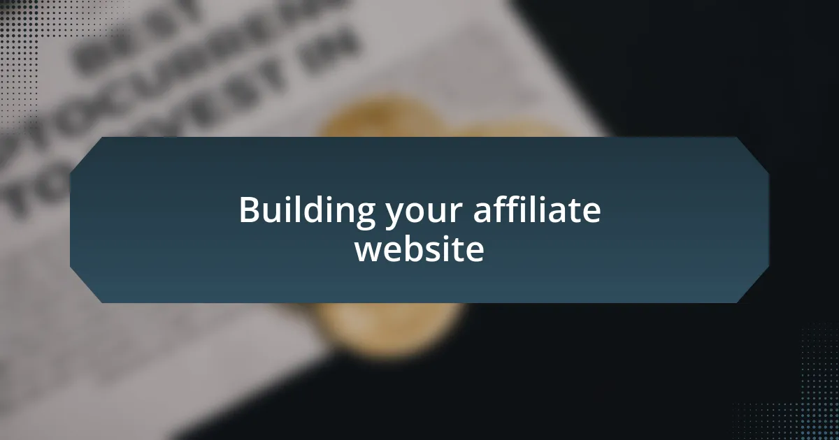 Building your affiliate website